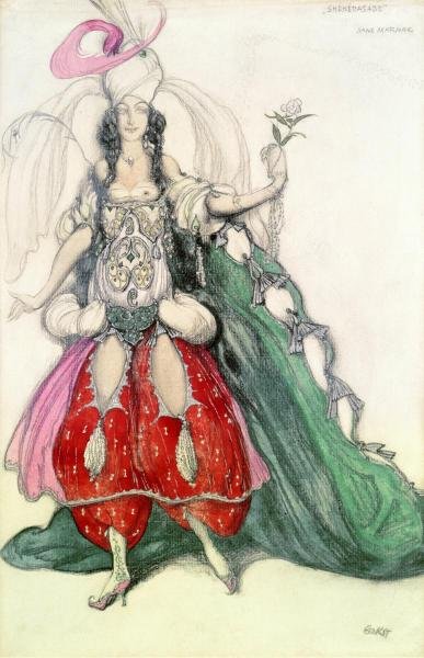 LEON BAKST - COSTUME DESIGN FOR SCHEHERAZADE: Leon Bakst - Costume Design For Scheherazade - Giclée On Canvas - 28 3/8 X 44 In. A Giclée Print Is The Highest Quality Print Available Today. Because There Is No Visible Dot Screen Pattern, The Res