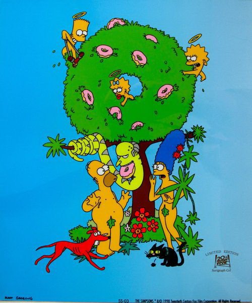 THE SIMPSONS GARDEN OF SPRINGFIELD ANIMATION SERI: 1998 Limited Edition Sericel Of The Simpsons Garden Of Springfield By 20Th Century Fox And Matt Groening. This Fantastic Animation Features Homer, Marge, Bart, Lisa, Maggie As They Appear In The Anima