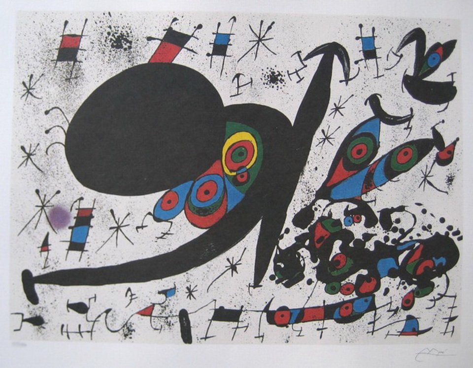 JOAN MIRO HOMAGE TO JOAN PRATS LIMITED ED. FACSIM: Joan Miro First Edition Lithograph Titled "Homage To Joan Prats" (1971). This Piece Is Facsimile Signed And Pencil Numbered From A Limited Edition Of 500. Paper Measures: 18.5" X 24". Image Measures: 