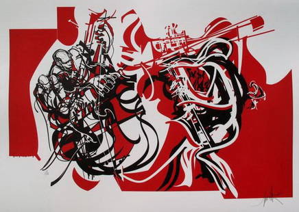 RAYMOND MORETTI CONTREBASSISTE HAND SIGNED LIMIT: This Is A Hand Signed Original Lithograph By Raymond Moretti Titled "Contrebassiste" From The Jazz Series. This Piece Is Hand Signed By The Artist. This Piece Is Numbered 17/150. Published By Georges