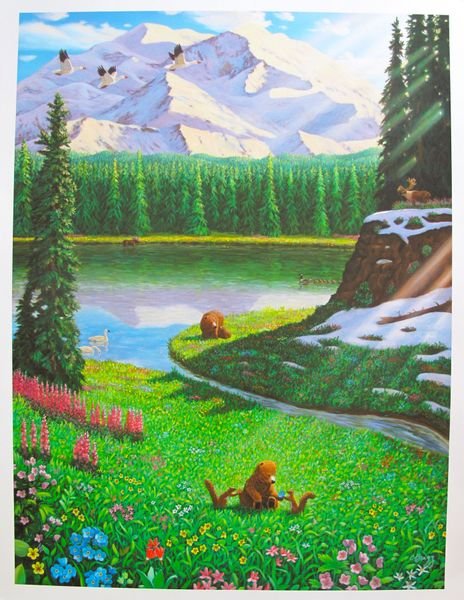 CHARLES LYNN BRAGG ALASKA SPRING HAND SIGNED LIMIT: This Is A Charles Lynn Bragg (A.K.A. Chick Bragg) Limited Edition Hand Signed Giclee Titled "Alaska Spring". Medium: Giclee On Thick Deluxe Paper [Hand Signed By The Artist] This Piece Is So Beautiful