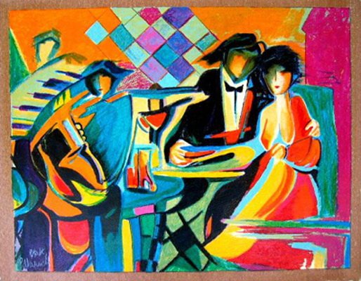 PHILIP MAXWELL THE JAZZ CLUB LIMITED ED. HAND SIG: Philip Maxwell The Jazz Club Limited Ed. Hand Signed Serigraphthis Is A Limited Edition Original Hand Signed Serigraph On Canvas By Philip Maxwell Titled “The Jazz Club”. This Canvas Edition Is Ha
