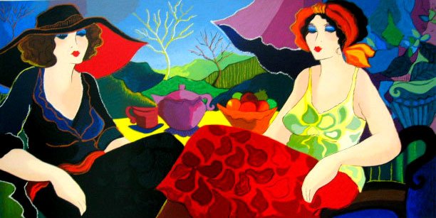PATRICIA GOVEZENSKY REST IN THE VILLAGE HAND SIGN: Patricia Govezensky Limited Edition Hand Signed Serigraph Titled "Rest In The Village". Patricia Govezensky Was A Student Of Famous Israeli Artist Itzchak Tarkay And His Undeniable Influence On Her Ar