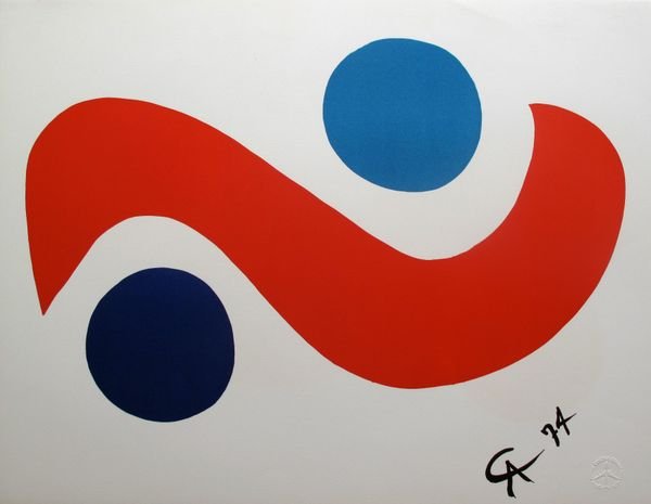 ALEXANDER CALDER SKYBIRD BRANIFF AIRLINES LITHOGR: Lithograph Titled "Skybird" By Alexander Calder. Alexander Calder, Whose Contributions To The Art World Are Monumental, Has Created These Six Lithographs From "Flying Colors". "Flying Colors" Is A Mur