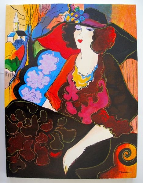 PATRICIA GOVEZENSKY ELIZABETH HAND SIGNED LIMITE: Patricia Govezensky Limited Edition Hand Signed Giclee On Canvas Titled "Elizabeth". Patricia Govezensky Was A Student Of Famous Israeli Artist Itzchak Tarkay And His Undeniable Influence On Her Artis