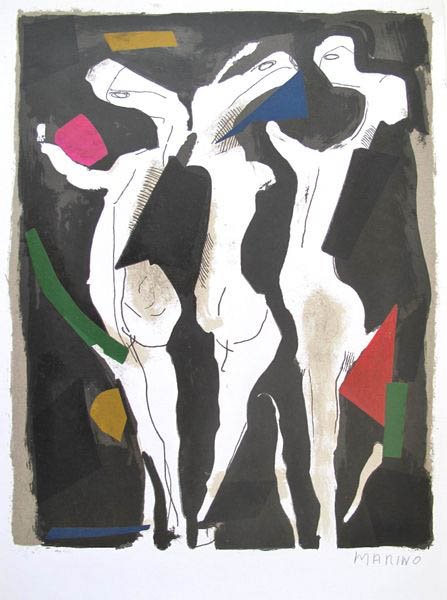 MARINO MARINI LE SACRE DU PRINTEMPS 1973 LIMITED : Hand Signed Lithograph By Marino Marini Titled "Le Sacre Du Printemps" Or "The Rite Of Spring". This Piece Is Hand Signed And Pencil Numbered By The Artist From A Limited Edition Of 50. Measures 14.5"