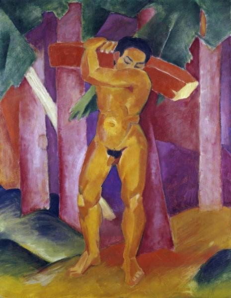 FRANZ MARC - THE TREE PORTER: Franz Marc - The Tree Porter - Giclée On Canvas - 31 X 40 In. A Giclée Print Is The Highest Quality Print Available Today. Because There Is No Visible Dot Screen Pattern, The Resulting Image Has All