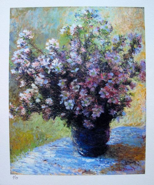 CLAUDE MONET VASE OF FLOWERS PLATE SIGNED LIMITED: Claude Monet Limited Edition Giclee Titled “Vase Of Flowers”. This Piece Is Numbered 3/99. Printed On Thick Arches Paper. Signed In The Plate. Paper Size: 20" X 13", Image Size: 13" X 10". Comes W