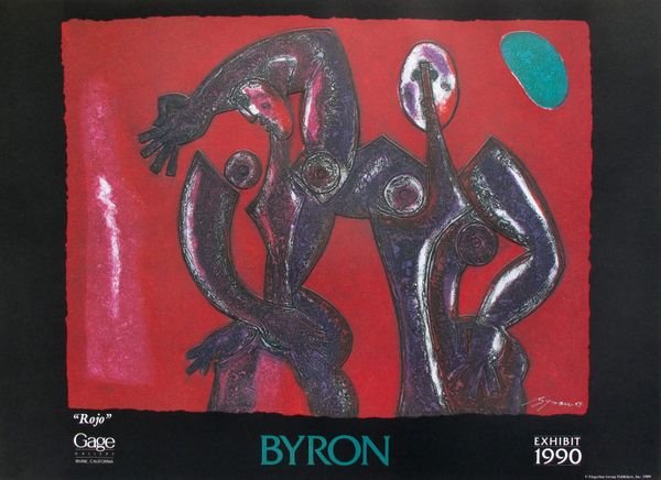 BYRON GALVEZ ROJO FACSIMILE SIGNED EMBOSSED ACRYL: Acrylograph By Byron Galvez Titled "Rojo". The Image Of This Acrylograph Is Embossed Which Makes This Piece Extra Striking! This Piece Is Facsimile Signed By The Artist Which Means It Has A Copy Of Th