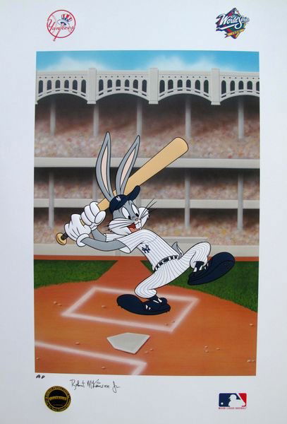 LOONEY TUNES ROBERTS MCKIMSON JR. "BUGS AT BAT" N: Limited Edition Hand Signed Lithograph Titled "Bugs At Bat". Bugs Bunny Is Embossed On The Image Which Makes This Piece Even More Stunning! This Subject Features Warner Bros Looney Tunes Bugs Bunny As