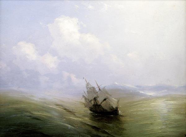 IVAN KONSTANTINOVICH AIVASOWSKY - A SAILING BOAT: Ivan Konstantinovich Aivasowsky - A Sailing Boat In A Heavy Swell - Giclée On Canvas - 36 X 26 5/8 In.