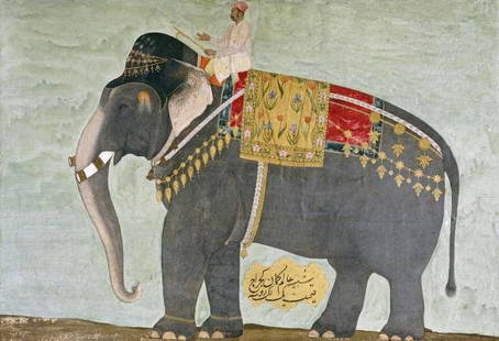 MUGHAL - PORTRAIT OF THE ELEPHANT 'ALAM-GUMAN GAJ: Mughal - Portrait Of The Elephant 'Alam-Guman Gajraj' - Giclée On Canvas - 36 X 24 5/8 In.