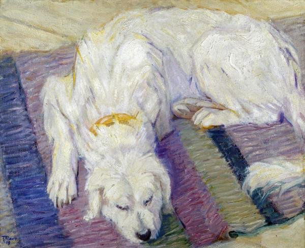 FRANZ MARC - LIEGENDER HUND (HUNDEPORTRAT): Franz Marc - Liegender Hund (Hundeportrat) - Giclée On Canvas - 36 X 29 3/8 In.