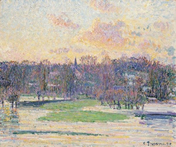 CAMILLE PISSARRO - FLOOD AT SUNSET: Camille Pissarro - Flood At Sunset - Giclée On Canvas - 36 X 30 1/8 In.