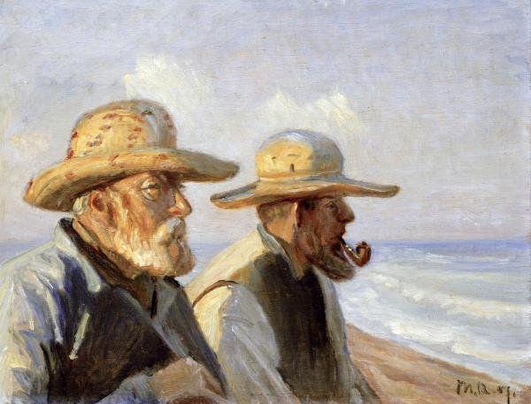 MICHAEL ANCHER - TWO SKAGEN FISHERMEN: Michael Ancher - Two Skagen Fishermen - Giclée On Canvas - 36 X 27 3/8 In.