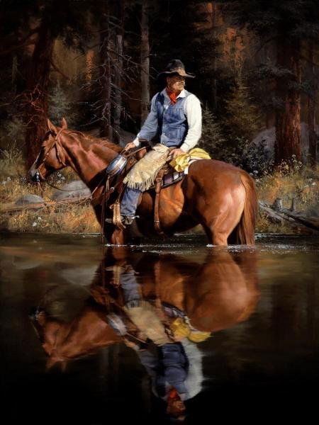 JACK SORENSON - A SOUND IN THE TIMBER: Jack Sorenson - A Sound In The Timber - Giclée On Canvas - 36 X 48 In.~~A giclée print falls between serigraph and lithograph in quality. Although they can be made on paper, Giclees on canvas may be