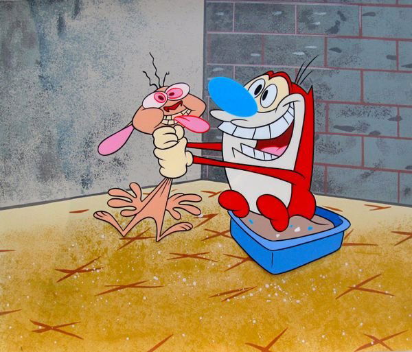 NICKELODEON REN AND STIMPY ANIMATION SERICEL: Limited Edition Sericel Of Nickelodeon Ren And Stimpy Titled "All Choked Up". This Fantastic Animation Is From A Scene Of The Cartoon "Stimpy'S Big Day. This Cel Measures 10.5" X 12.5", Comes Unframed