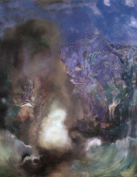 ODILON REDON - ROGER AND ANGELICA: Odilon Redon - Roger And Angelica - Giclée On Canvas - 28 X 36 In.~~A giclée print falls between serigraph and lithograph in quality. Although they can be made on paper, Giclees on canvas may be fra