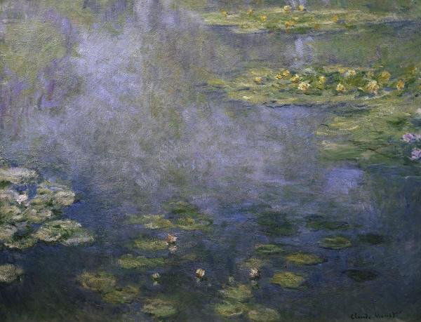 CLAUDE MONET - WATER LILIES (NYMPHAEAS) IV: Claude Monet - Water Lilies (Nymphaeas) Iv - Giclée On Canvas - 36 X 27 5/8 In.~~A giclée print falls between serigraph and lithograph in quality. Although they can be made on paper, Giclees on canv