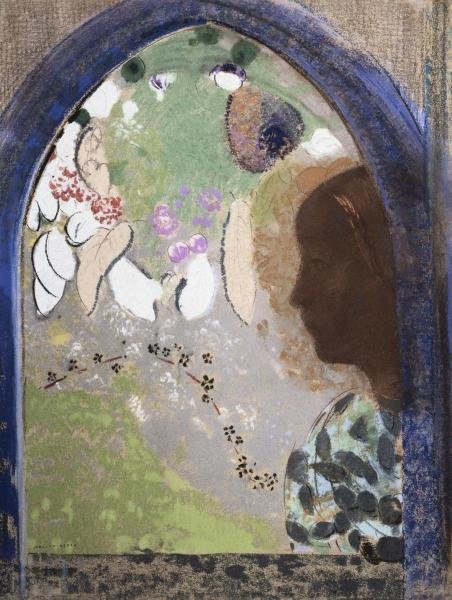 ODILON REDON - WOMAN AT THE WINDOW: Odilon Redon - Woman At The Window - Giclée On Canvas - 27 1/8 X 36 In.~~A giclée print falls between serigraph and lithograph in quality. Although they can be made on paper, Giclees on canvas may b