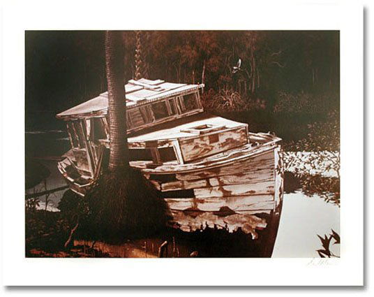 DAVID MANN THE OLD BOAT LIMITED ED HAND SIGNED LI: Lithograph Hand Signed By David Mann Titled "The Old Boat". Made On Archival Quality Paper. This Piece Was Hand Signed By David Mann Himself. Pencil Numbered From A Limited Edition Of 1000. Image Meas