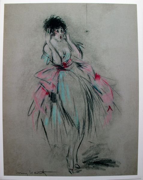 LOUIS ICART LITTLE SPIDER LIMITED ED. GICLEE: Louis Icart Giclee Titled "little Spider" . This Piece Is Facsimile Signed On The Lower Right Which Means It Has A Copy Of Icart's Pencil Signature. Publisher: Edward Weston. Pencil Numbered From An E