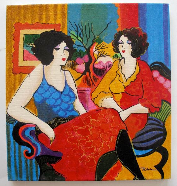 PATRICIA GOVEZENSKY MODELS TALKING HAND SIGNED L: Patricia Govezensky Limited Edition Hand Signed Giclee On Canvas Titled "models Talking". Patricia Govezensky Was A Student Of Famous Israeli Artist Itzchak Tarkay And His Undeniable Influence On Her 