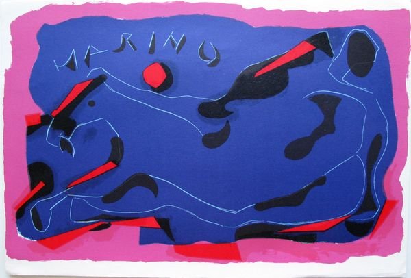 MARINO MARINI HOMAGE A MARINO PLATE SIGNED LITHO: Lithograph By Marino Marini Titled "homage A Marino". This Piece Is Signed In The Plate. Measures 13.75" X 20". Published In 1974 By Xxe Siècle. Printed By Mourlot, Paris. Come Unframed. In Mint Cond