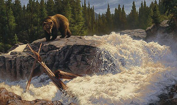 THE CASCADES - by Greg Beecham: THE CASCADES - by Greg Beecham - LIMITED EDITION CANVAS Image size: 30"w x 18"h. Edition Size:75 Published from the artists original work. - “This is Wyoming,” Greg Beecham says. “Spectacular co