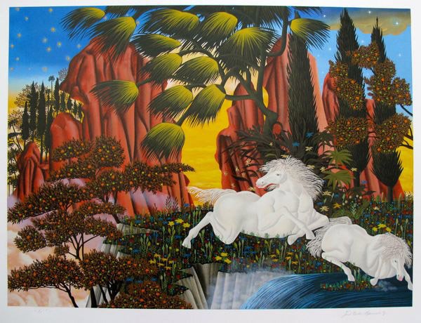 JOSE CARLOS RAMOS ABOVE ALL WORLDS HAND SIGNED LIM: Hand Signed Serigraph By Jose Carlos Ramos Titled "above All Worlds". Beautiful Piece! Paper Measures 25" X 31". Image Measures 20" X 27". Year: 1992. Comes Unframed. Hand Signed By The Artist. This P