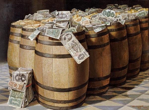 VICTOR DUBREUIL - MONEY TO BURN: Victor Dubreuil - Money To Burn - Giclée On Canvas - 36 X 26 1/2 In.