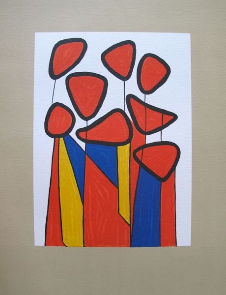 ALEXANDER CALDER SQUASH BLOSSOMS LITHOGRAPH: Lithograph Titled "Squash Blossoms" By Alexander Calder. Beautiful Art Piece On Extra Thick Paper With Gorgeous Vibrant Colors. Sheet Measures 20.5" X 14". Image Measures 12.5" X 9". Published 1973 In