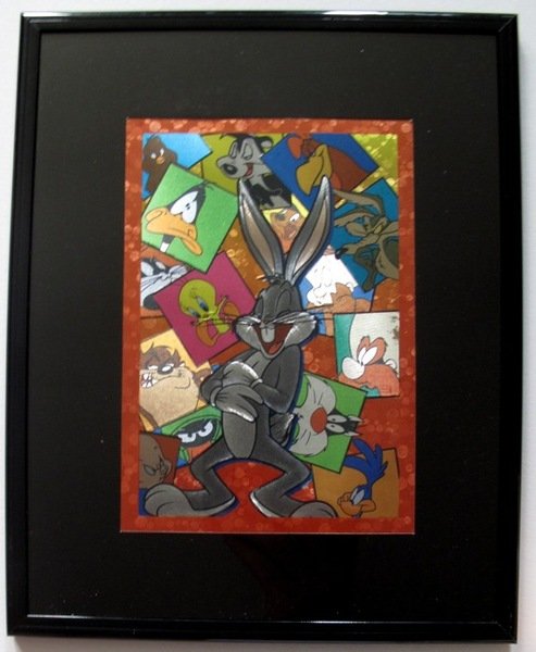 697T - LOONEY TUNES YOSEMITE SAM WILE ROADRUNNER BUGS B: Framed Foil Art Of The Warner Bros Looney Tune Characters. This Fantastic Animation Features Sylvester, Taz, Henry Hawk, Yosemite Sam, Bugs Bunny, Marvin The Martian, Elmer Fudd, Porky Pig, Pepe Le Pe