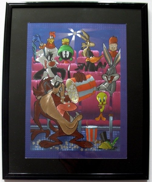 Looney Tunes TAZ, FOGHORN, WILE COYOTE, SYLVESTER, BUGS: Framed Foil Art Of The Warner Bros Looney Tune Characters. This Fantastic Animation Features Sylvester, Taz, Michigan Frog, Bugs Bunny, Marvin The Martian, Foghorn Leghorn, Daffy Duck, Elmer Fudd, Wil