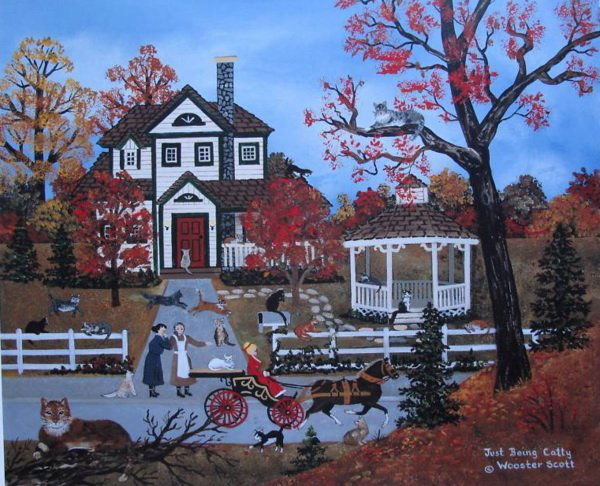 JANE WOOSTER SCOTT JUST BEING CATTY HAND SIGNED LIMITED: Jane Wooster Scott Limited Edition Hand Signed Lithograph Titled "just Being Catty". This Is Pencil Hand Signed By Jane Wooster Scott. This Piece Is Numbered From An Edition Of 495. Size: 21.5" X 18".