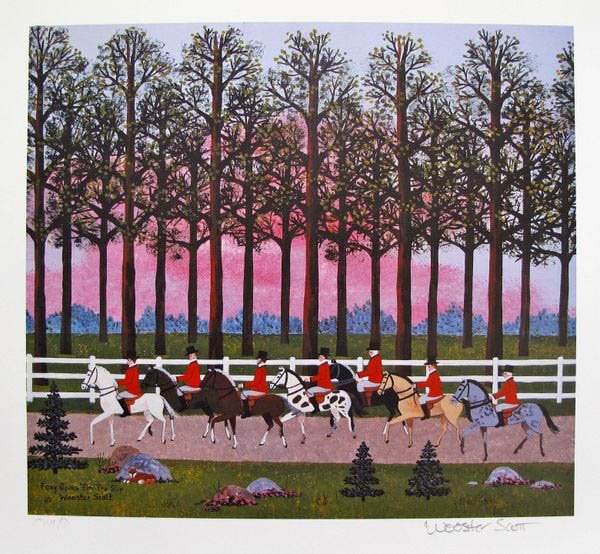 JANE WOOSTER SCOTT FOXY GIVES 'EM THE SLIP HAND SIGNED : Jane Wooster Scott Limited Edition Hand Signed Lithograph Titled "foxy Gives 'em The Slip". This Piece Is Pencil Hand Signed By Jane Wooster Scott. Fully Guaranteed Authentic! This Piece Is Numbered F