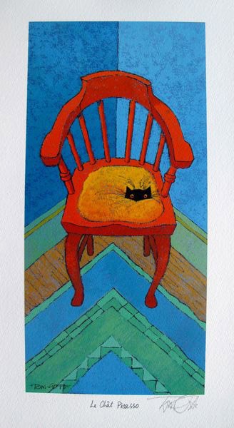 Toni Goffe HILL LE CHAT PICASSO Hand Signed Limited Ed.: Limited Edition Hand Signed Lithograph By Toni Goffe Titled "Le Chat Picasso". Medium: Photo Lithography On Paper [Signed And Numbered By The Artist]. This Piece Is Numbered From An Edition Size Of 50