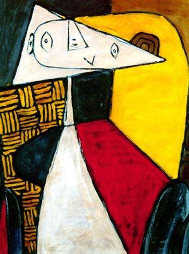 #55 SEATED WOMAN PICASSO ESTATE SIGNED GICLÉE: Pablo Picasso (Estate Collection Domaine) Giclée Lithograph Print Titled "Seated Woman." This Artwork Is Magnificent With Brilliant Rich Colors And Visual Sweep. This Is An Authentic Estate Approved 