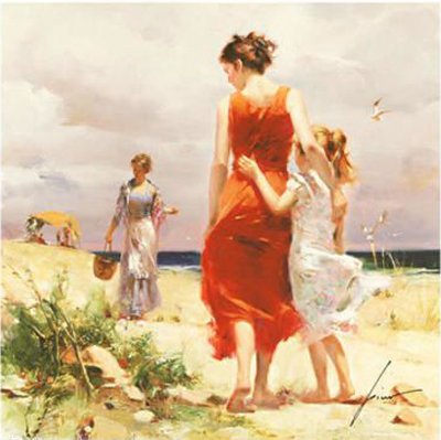 PINO BREEZY DAY LIMITED ED. GICLEE ON PAPER: Gorgeous Limited Edition Original Hand Signed Giclee By Pino Titled “Breezy Day.” Hand Signed And Numbered By The Artist And Embellished From An Edition Size Of 295. Comes With A Certificate Of Au