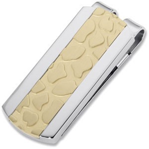 ROCK PATTERN MONEY CLIP: Rock Pattern Money Clip- - -Metal: Stainless Steel-Sizes--