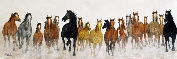 JOHN SAUNDERS - RUN WILD #2: John Saunders - Run Wild #2 - 72 X 24 In. - Giclée On Canvas