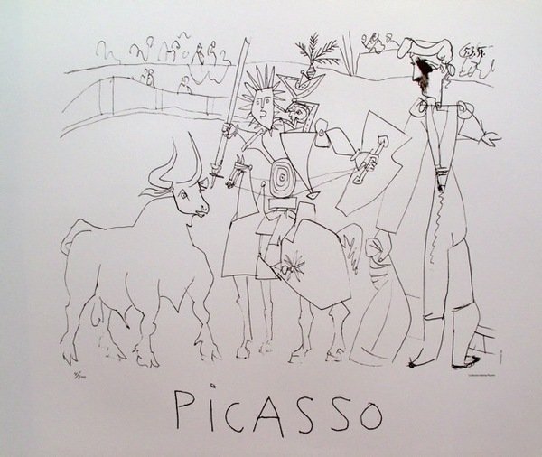 MARINA PICASSO CHEVALIER PICADOR DANS L'AR LIMITED ED.: Marina Picasso Chevalier Picador Dans L'ar Limited Ed. Lithographthis Is A Pablo Picasso Lithograph From The 1982 Marina Picasso Collection Titled "chevalier Picador Dans L'ar". This Piece Is Pencil N