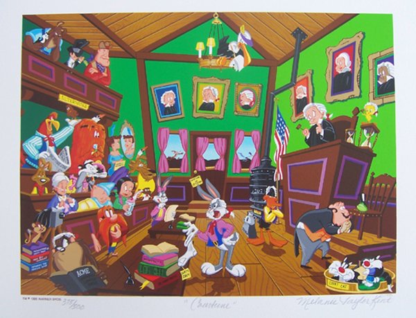 MELANIE TAYLOR KENT COURTUNE HAND SIGNED LIMITED ED.: Melanie Taylor Kent Courtune Hand Signed Limited Ed. Serigraphthis Is A 1995 Limited Edition Original Hand Signed Serigraph By Melanie Taylor Kent Titled “courtune” From The Looney Tunes Western S
