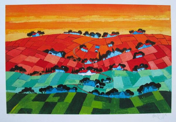 TONI GOFFE HILL TOWN MORNING HAND SIGNED LIMITED ED.: Limited Edition Hand Signed Giclee By Toni Goffe Titled "Hill Town Morning". Medium: Giclee On Paper [Signed And Numbered By The Artist]. This Piece Is Numbered From An Edition Size Of 95. Paper Measu