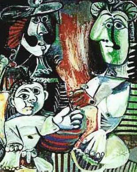 #108 SMALL CHILD WITH TWO WOMEN PICASSO ESTATE SIGNED: Pablo Picasso Giclée Lithograph Print Titled "Small Child With Two Women." This Artwork Is Magnificent With Brilliant Rich Colors And Visual Sweep. Authentic Estate Approved Limited Edition Giclée P