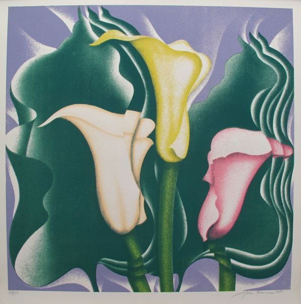JACK BRUSCA "CALLA LILY" HAND SIGNED LIMITED ED.: You Will Be Bidding On A Hand Signed Serigraph By Jack Brusca Titled "Calla Lily". Published In 1978, Copyrighted By Herman Finesod. Beautiful Art Piece On Bfk Rives Paper. Paper Measures: 26" X 25.5"