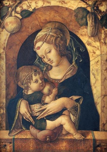 CARLO CRIVELLI - THE MADONNA AND CHILD AT A MARBLE: CARLO CRIVELLI - THE MADONNA AND CHILD AT A MARBLE PARAPET - Giclée on Canvas 25 3/8 x 36 in.