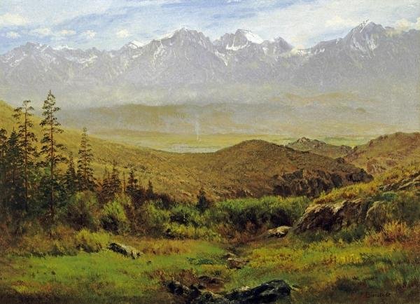 ALBERT BIERSTADT - IN THE FOOTHILLS OF THE ROCKIES -: ALBERT BIERSTADT - IN THE FOOTHILLS OF THE ROCKIES - Giclée on Canvas 36 x 26 1/8 in.