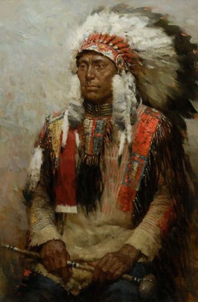 Z.S. LIANG - LAKOTA WARRIOR - HAND SIGNED: Z.S. Liang - Lakota Warrior - Hand Signed Canvas Edition Image Size: 10"W X 15"H. Edition Size:75