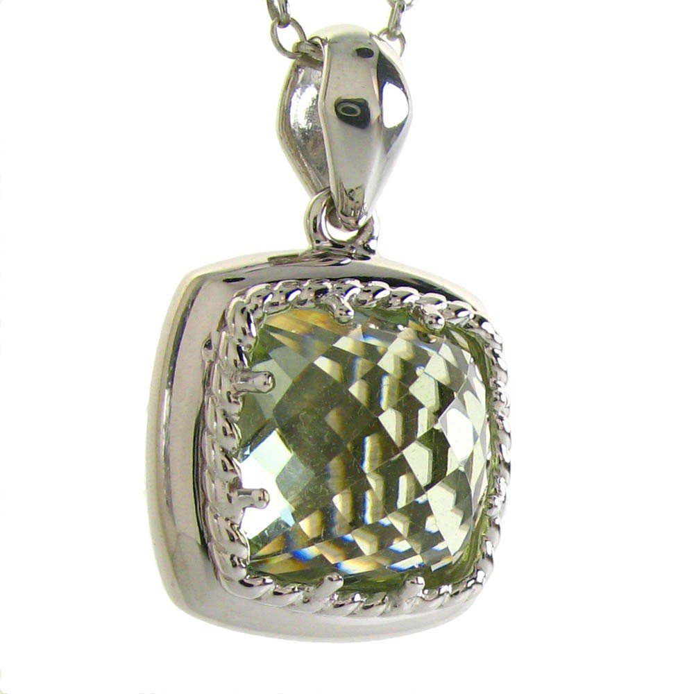 GEM GRADE GREEN AMETHYST: Gem Grade Green Amethyst- - -Metal: Sterling Silver Pendant-Stones: Green Amethyst-Sizes-Measures: 1.25" Tall X .8" Wide